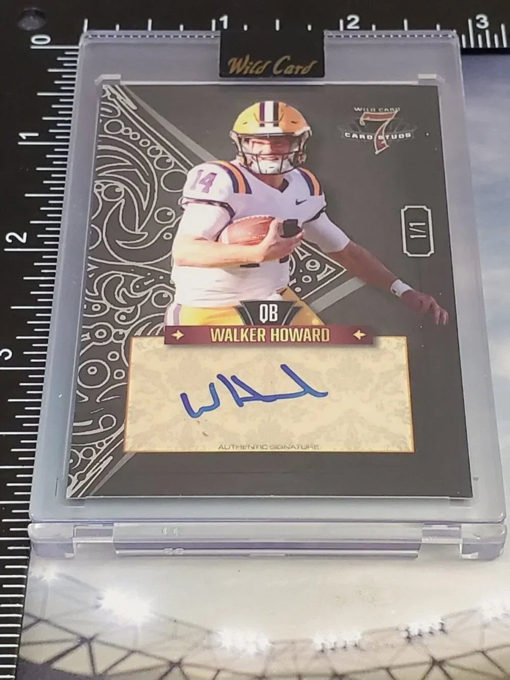 Walker Howard 2023 Wild Card 7 Card Stud Auto Left Diamond 1/1 Ole Miss